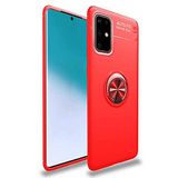 Elfia Samsung Galaxy A71 ile Uyumlu Silikon Yüzük Standlı Mıknatıslı Kılıf, Ravel Kırmızı