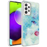 Elfia Samsung Galaxy A72 ile Uyumlu Silikon Desenli Fosforlu Kamera Lens Korumalı Kılıf, Bella Mavi