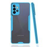Elfia Samsung Galaxy A72 ile Uyumlu Silikon Kılıf Şeffaf Kamera Lens Korumalı Yumuşak İnce Kapak Parfen Mavi