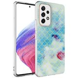 Elfia Samsung Galaxy A73 ile Uyumlu Silikon Desenli Fosforlu Kamera Lens Korumalı Kılıf, Bella Mavi