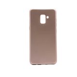 Elfia Samsung Galaxy A8 2018 ile Uyumlu Kılıfı Silikon Mat Renkli Parmak İzi Bırakmayan Yumuşak İnce Kapak Prem Gold