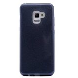 Elfia Samsung Galaxy A8 2018 ile Uyumlu Silikon Parlak Simli İnce Kılıf, Siyah