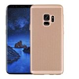 Elfia Samsung Galaxy A8 Plus 2018 ile Uyumlu Kılıfı Mat Pastel Renkli Delikli Sert Silikon İnce Koruma Kapak Gold