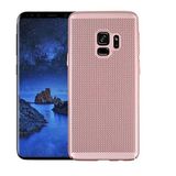 Elfia Samsung Galaxy A8 Plus 2018 ile Uyumlu Kılıfı Mat Pastel Renkli Delikli Sert Silikon İnce Koruma Kapak Rose Gold