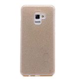 Elfia Samsung Galaxy A8 Plus 2018 ile Uyumlu Silikon Parlak Simli İnce Kılıf, Gold