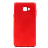 Elfia Samsung Galaxy C9 Pro ile Uyumlu Kılıfı Silikon Mat Renkli Parmak İzi Bırakmayan Yumuşak İnce Kapak Prem Kırmızı
