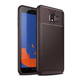 Elfia Samsung Galaxy J4 ile Uyumlu Kılıf Silikon Karbon İnce Esnek Lens Korumalı Tarz Mat Parmak İzi Bırakmayan Kapak Negro Kahverengi