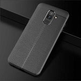Elfia Samsung Galaxy J4 ile Uyumlu Kılıf Silikon Yumuşak Kamera Lens Korumalı Mat Renkli Deri Görünümlü Auto Focus İnce Kapak Siyah