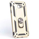 Elfia Samsung Galaxy J4 Plus ile Uyumlu Kılıf Silikon Araç Tutucu için Mıknatıslı Yüzüklü Standlı Darbe Korumalı Tank İnce Kapak Vega Altın