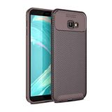Elfia Samsung Galaxy J4 Plus ile Uyumlu Kılıf Silikon Karbon İnce Esnek Lens Korumalı Tarz Mat Parmak İzi Bırakmayan Kapak Negro Kahverengi