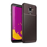 Elfia Samsung Galaxy J6 ile Uyumlu Kılıf Silikon Karbon İnce Esnek Lens Korumalı Tarz Mat Parmak İzi Bırakmayan Kapak Negro Kahverengi