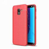 Elfia Samsung Galaxy J6 ile Uyumlu Silikon Deri Gör Auto Focus Kılıf, Kırmızı