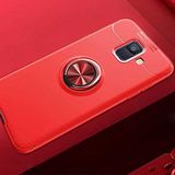 Elfia Samsung Galaxy J6 ile Uyumlu Silikon Yüzük Standlı Mıknatıslı Kılıf, Ravel Kırmızı