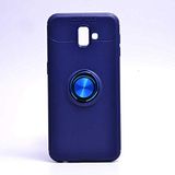 Elfia Samsung Galaxy J6 Plus ile Uyumlu Silikon Yüzük Standlı Mıknatıslı Kılıf, Ravel Mavi
