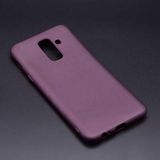 Elfia Samsung Galaxy J8 ile Uyumlu Kılıfı Silikon Mat Renkli Parmak İzi Bırakmayan Yumuşak İnce Kapak Prem Mürdüm