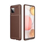 Elfia Samsung Galaxy M12 ile Uyumlu Kılıf Silikon Karbon İnce Esnek Lens Korumalı Tarz Mat Parmak İzi Bırakmayan Kapak Negro Kahverengi