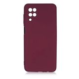 Elfia Samsung Galaxy M12 ile Uyumlu Kılıfı Silikon Esnek içi Kadife Kamera Lens Korumalı Mat Renkli İnce Tarz Kapak Mara Mürdüm