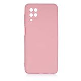 Elfia Samsung Galaxy M12 ile Uyumlu Kılıfı Silikon Esnek içi Kadife Kamera Lens Korumalı Mat Renkli İnce Tarz Kapak Mara Pembe Açık