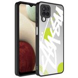 Elfia Samsung Galaxy M12 ile Uyumlu Parlak Desenli Kamera Korumalı Kılıf, Yazı