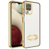 Elfia Samsung Galaxy M12 ile Uyumlu Şeffaf Silikon Kamera Korumalı Kılıf, Omega Gold
