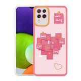 Elfia Samsung Galaxy M22 ile Uyumlu Desenli Kamera Lens Korumalı Silikon Kılıf, Love Story No2