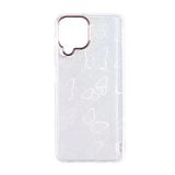 Elfia Samsung Galaxy M22 ile Uyumlu Parlak Desenli İnce Sert Silikon Kılıf, Sidney Butterfly No2