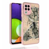 Elfia Samsung Galaxy M22 ile Uyumlu Parlak Desenli Kamera Korumalı Sert Silikon Kılıf, Nora No4