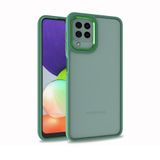 Elfia Samsung Galaxy M22 ile Uyumlu Şeffaf Kamera Korumalı Renkli Sert Silikon Kılıf, Yeşil