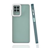 Elfia Samsung Galaxy M22 ile Uyumlu Silikon Mat Renk Kenarlı Kamera Lens Korumalı Kılıf, Mima Koyu Yeşil