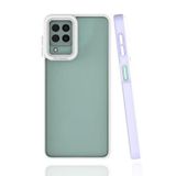 Elfia Samsung Galaxy M22 ile Uyumlu Silikon Mat Renk Kenarlı Kamera Lens Korumalı Kılıf, Mima Lila