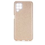 Elfia Samsung Galaxy M22 ile Uyumlu Silikon Parlak Simli İnce Kılıf, Gold