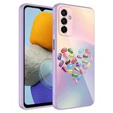 Elfia Samsung Galaxy M23 ile Uyumlu İç Kısım Kadife Kamara Korumalı Desenli Sert Silikon Kılıf, Epoksi No1