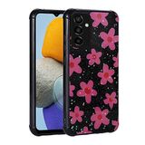 Elfia Samsung Galaxy M23 ile Uyumlu Silikon Simli Kamera Korumalı Desenli Kılıf, Popy Çiçek