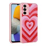 Elfia Samsung Galaxy M23 ile Uyumlu Silikon Simli Kamera Korumalı Desenli Kılıf, Popy Kalp