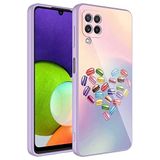 Elfia Samsung Galaxy M32 ile Uyumlu İç Kısım Kadife Kamara Korumalı Desenli Sert Silikon Kılıf, Epoksi No1