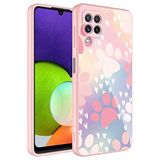 Elfia Samsung Galaxy M32 ile Uyumlu İç Kısım Kadife Kamara Korumalı Desenli Sert Silikon Kılıf, Epoksi No4