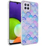 Elfia Samsung Galaxy M32 ile Uyumlu Silikon Desenli Fosforlu Kamera Lens Korumalı Kılıf, Bella Lila