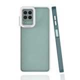 Elfia Samsung Galaxy M32 ile Uyumlu Silikon Mat Renk Kenarlı Kamera Lens Korumalı Kılıf, Mima Koyu Yeşil