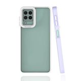 Elfia Samsung Galaxy M32 ile Uyumlu Silikon Mat Renk Kenarlı Kamera Lens Korumalı Kılıf, Mima Lila
