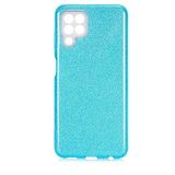 Elfia Samsung Galaxy M32 ile Uyumlu Silikon Parlak Simli İnce Kılıf, Mavi