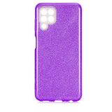 Elfia Samsung Galaxy M32 ile Uyumlu Silikon Parlak Simli İnce Kılıf, Mor