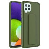Elfia Samsung Galaxy M32 ile Uyumlu Silikon Standlı Mat Renkli Kılıf, Qstand Koyu Yeşil