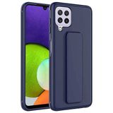 Elfia Samsung Galaxy M32 ile Uyumlu Silikon Standlı Mat Renkli Kılıf, Qstand Lacivert