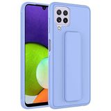 Elfia Samsung Galaxy M32 ile Uyumlu Silikon Standlı Mat Renkli Kılıf, Qstand Lila