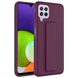Elfia Samsung Galaxy M32 ile Uyumlu Silikon Standlı Mat Renkli Kılıf, Qstand Mürdüm