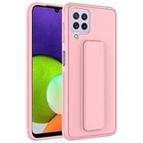 Elfia Samsung Galaxy M32 ile Uyumlu Silikon Standlı Mat Renkli Kılıf, Qstand Pembe