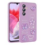 Elfia Samsung Galaxy M34 5G ile Uyumlu Figürlü Kamera Korumalı Silikon Kılıf, Mor