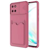 Elfia Samsung Galaxy Note 10 Lite ile Uyumlu Kılıf Silikon Kartlık Bölmeli Kamera Lens Korumalı İnce Mat Kapak Kartix Koyu Mor
