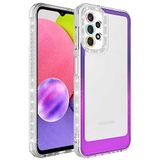 Elfia Samsung Galaxy S20 FE ile Uyumlu Silikon Şeffaf Simli Renk Geçişli Kamera Lens Korumalı Kılıf, Park Mor-Pembe