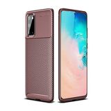 Elfia Samsung Galaxy S20 ile Uyumlu Kılıf Silikon Karbon İnce Esnek Lens Korumalı Tarz Mat Parmak İzi Bırakmayan Kapak Negro Kahverengi